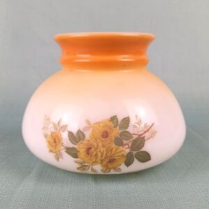 White Glass Lamp Globe 6 In Height Hurricane Lamp Shade Painted Flowers REPAIRED